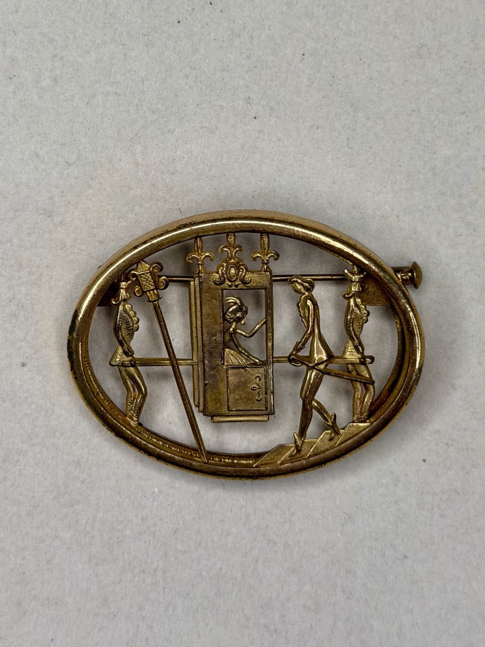 1890-1910s Turn of the Century Vintage Gold-Tone Figural Brooch - French Déposé - Picture 4 of 6